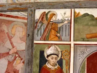 Pala, registro superiore - Annunciazione, Gabriele arcangelo - Cappella di San Bernolfo a Mondovì