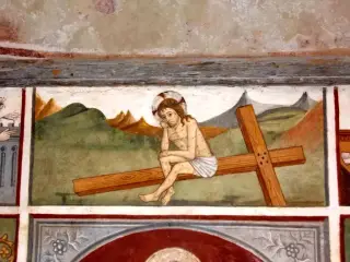 Pala, registro superiore - Cristo pensoso (Cristo di Pietà) - Cappella di San Bernolfo a Mondovì