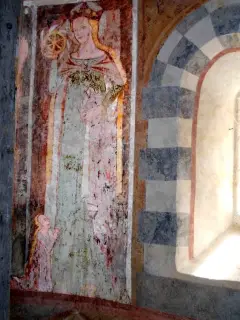 Abside, deambulatorio lato destro - Santa Caterina con figura femminile di committente - Cappella di San Bernolfo a Mondovì