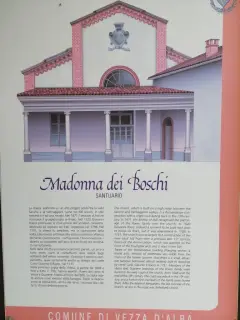 Pannello illustrativo - Chiesa della Madonna dei Boschi a Vezza d'Alba
