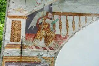 Affresco in facciata - Angelo - Oratorio dei Santi Bernardo e Bernardino a Cravagliana