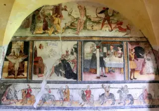 Cavalcata dei vizi - Cappella dei Santi Rocco e Sebastiano a Mombarcaro