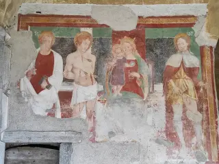 Madonna col Bambino, San Rocco, San Sebastiano e San Pietro - Oratorio dell' Annunziata a Vanzone con San Carlo