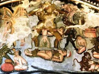 Affreschi - Particolare - Cappella della Madonna della Piana o della Neve a San Michele MondovìFrazione Pian della Gatta