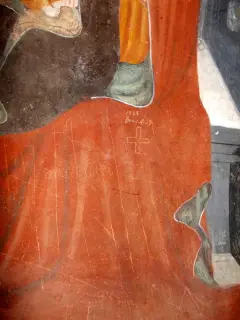 Sant'Anna Metterza e graffti - Cappella di San Bernardo di Clairvaux o delle Forche a MondovìFrazione Ferrone