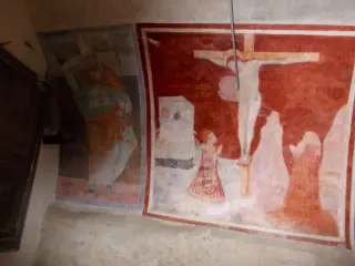 Parete sinistra, Cristo in croce (le due preghiere) - Cappella di San Bernardo di Clairvaux o delle Forche a MondovìFrazione Ferrone