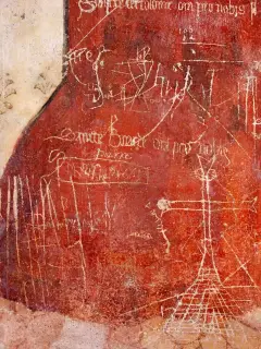 Graffiti, particolare - Cappella di San Bernardo di Clairvaux o delle Forche a MondovìFrazione Ferrone