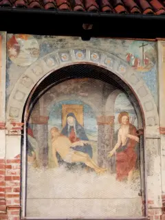 Cristo morto tra i Santi Sebastiano e  Rocco - Pilone di San Sebastiano e San Rocco a Ruffia