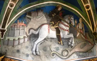 San Giorgio uccide il drago con la Principessa - Cappella del Priorato di Sant'Orso a Aosta