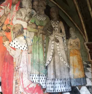 Il Re, padre della principessa, riceve il Battesimo da San Giorgio, dettaglio - Cappella del Priorato di Sant'Orso a Aosta