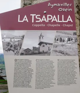 Pannello illustrativo - Cappella di Santa Barbara e San Teodulo a AymavillesFrazione Ozein