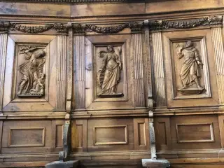 Coro, dettagli - Chiesa di Santa Croce e Tutti i Santi a Bosco Marengo