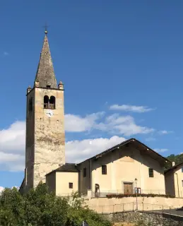 Facciata e campanile - Chiesa Parrocchiale di Saint-Marcel a Saint-MarcelFrazione Cretaz