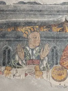 Miracolo del pollo dettaglio - Cappella di San Giacomo a Busca