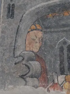 Miracolo del pollo dettaglio - Cappella di San Giacomo a Busca