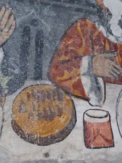 Miracolo del pollo dettaglio - Cappella di San Giacomo a Busca