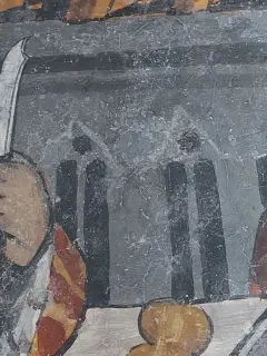 Miracolo del pollo dettaglio - Cappella di San Giacomo a Busca