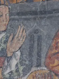 Miracolo del pollo dettaglio - Cappella di San Giacomo a Busca