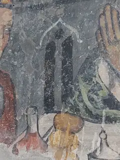 Miracolo del pollo dettaglio - Cappella di San Giacomo a Busca