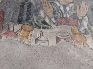 Miracolo del pollo dettaglio - Cappella di San Giacomo a Busca