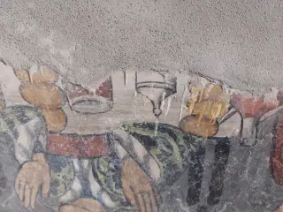 Miracolo del pollo dettaglio - Cappella di San Giacomo a Busca