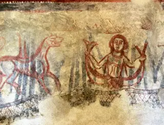 Affreschi Sirena bicaudata - Pieve di San Maurizio a Roccaforte Mondovì