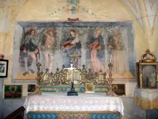 Navata sud Madonna col Bambino e i santi Rocco, Sebastiano, Antonio e Bernardino da Siena - Cappella di San Giuliano a SaviglianoFrazione San Giuliano
