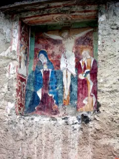 Affresco crocifissione antica navata sinistra - Chiesa o Monastero dei Santi Pietro e Colombano a Pagno