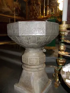 Fonte battesimale: Eius onnipotentem - Parrocchiale di Sant'Andrea a Brossasco