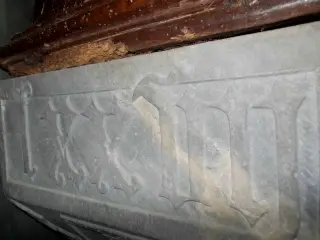 Fonte battesimale (mcccc)LXXIIII. - Campanile Antica Chiesa di San Giovanni Battista a Barge