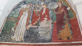 Affresco battesimo Gesù e santi - Battistero di San Giovanni a Agrate Conturbia