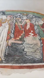 Affresco battesimo Gesù - Battistero di San Giovanni a Agrate Conturbia