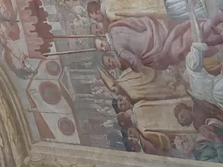 Dipinto con chiesa San Secondo con ancora il portichetto - Cattedrale di Maria Assunta e San Gottardo a Asti