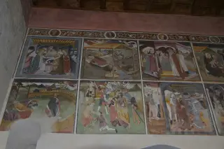 Storie di cristo - Primi 9 riquadri da destra - Pieve di San Maurizio a San Maurizio Canavese