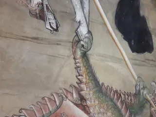 San Giorgio che trafigge il drago - Particolare - Cappella di San Giulio a LemieFrazione Forno