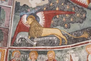 Simboli degli evangelisti: leone - Pieve di San Pietro a Casalvolone
