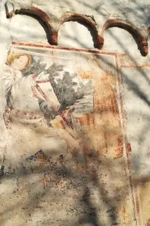 Affresco San giorgio e archetti pensili - Parrocchiale di San Giorgio e Martino o della Natività di Maria a Vicolungo