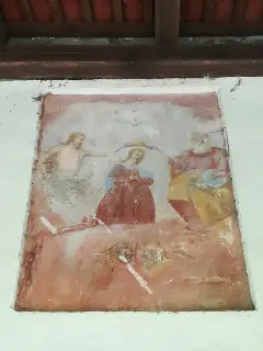 Affresco sopra la porta - Oratorio della Trinità a Sagliano Micca