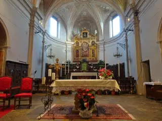 Presbiterio e Polittico. - Parrocchiale di San Bartolomeo a Mezzana Mortigliengo