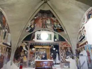 Presbiterio, parete di fondo (Est) e vela centrale - Cappella di Santa Maria Assunta o della Stella a MacelloFrazione Stella