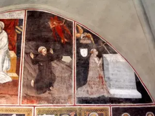 Presbiterio, parete Nord, San Francesco e Beato Pietro di Lussemburgo - Cappella di Santa Maria Assunta o della Stella a MacelloFrazione Stella