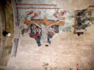 Fondo lato destro - cella base campanile, Cristo in Croce - Parrocchiale di Santo Stefano a Villafranca Piemonte