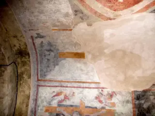 Fondo lato destro - cella base campanile, centro volta - Parrocchiale di Santo Stefano a Villafranca Piemonte