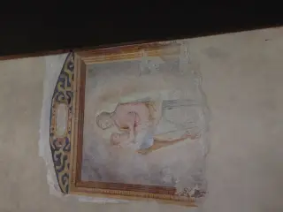 Madonna col Bambino in controfacciata, forse del Moncalvo - Chiesa di San Francesco a Cuneo