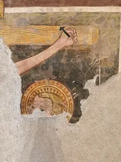 Crocifissione, dettaglio - Parrocchiale o Chiesa di San Bonomio Abate a QuaronaFrazione Doccio