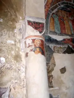 Arcata ovest, colonna d'imposta Nord, affreschi - Chiesa di San Giovanni Battista a Caraglio