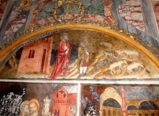 Cappella antica, parete destra, storie della Vergine, lunetta - Cappella della Madonna del Castello a Caraglio