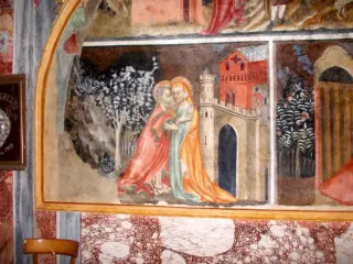 Cappella antica, parete destra, storie della Vergine, particolare - Cappella della Madonna del Castello a Caraglio
