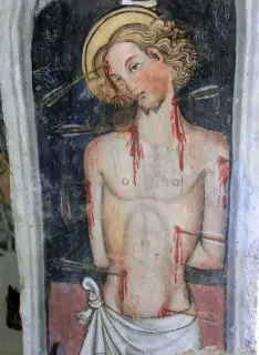 Particolare affreschi - Cappella di San Bernardo e Mauro a Valgrana