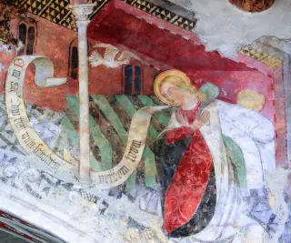 Annunciazione particolare - Cappella di San Bernardo e Mauro a Valgrana